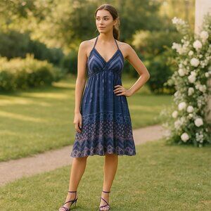 Twelfth Street by Cynthia Vincent Silk Scarf Halter Dress Small